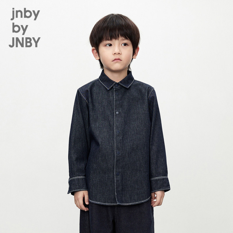 江南布衣童装长袖牛仔衬衫外套简约休闲春男女童儿童jnbybyjn