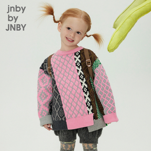 江南布衣童装秋冬毛衣套头长袖拼接撞色设计男女童儿童jnbybyjnby