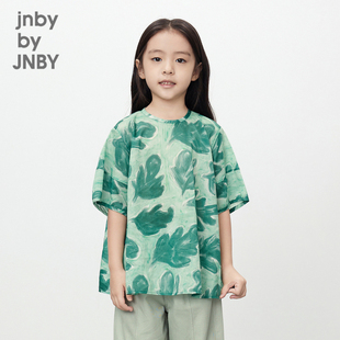 江南布衣童装圆领衬衫套头手绘树叶休闲夏女童儿童jnbybyjnby