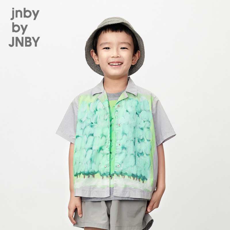 江南布衣童装翻领衬衫原创印花休闲宽松夏男女童儿童jnbybyjn