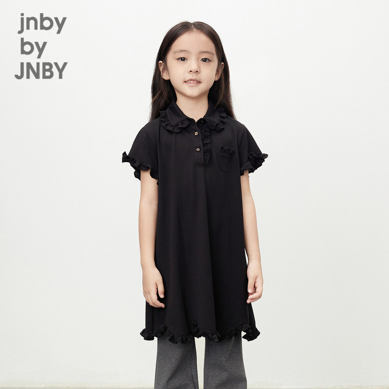 江南布衣童装短袖连衣裙衬衫领A字裙木耳边夏女童儿童jnbybyjnby