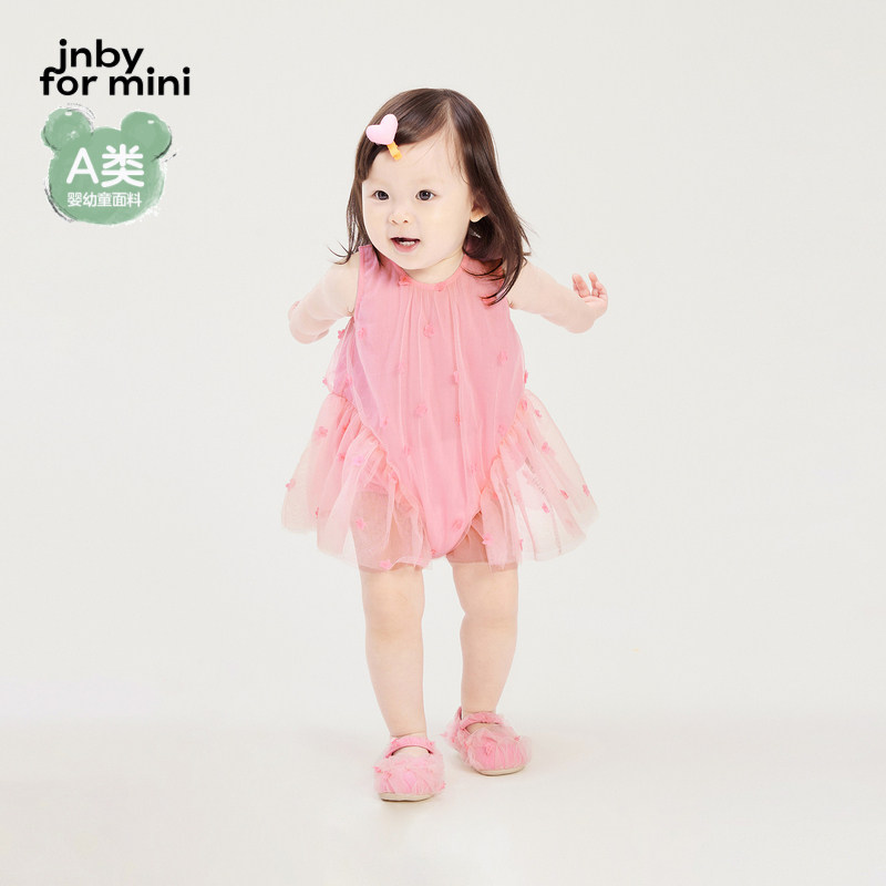 江南布衣婴童无袖连体衣外出网纱公主风裙子夏女童婴儿jnbybyj