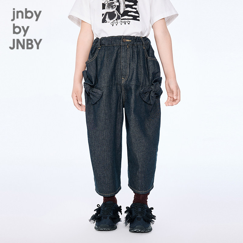 新款江南布衣童装宽松牛仔长裤锥形日常个性25秋女童jnbybyjnby