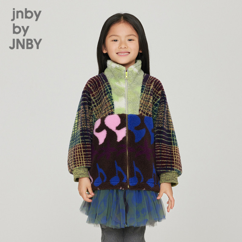 江南布衣童装仿皮草外套原创拼接图案休闲冬男女童儿童jnbybyj