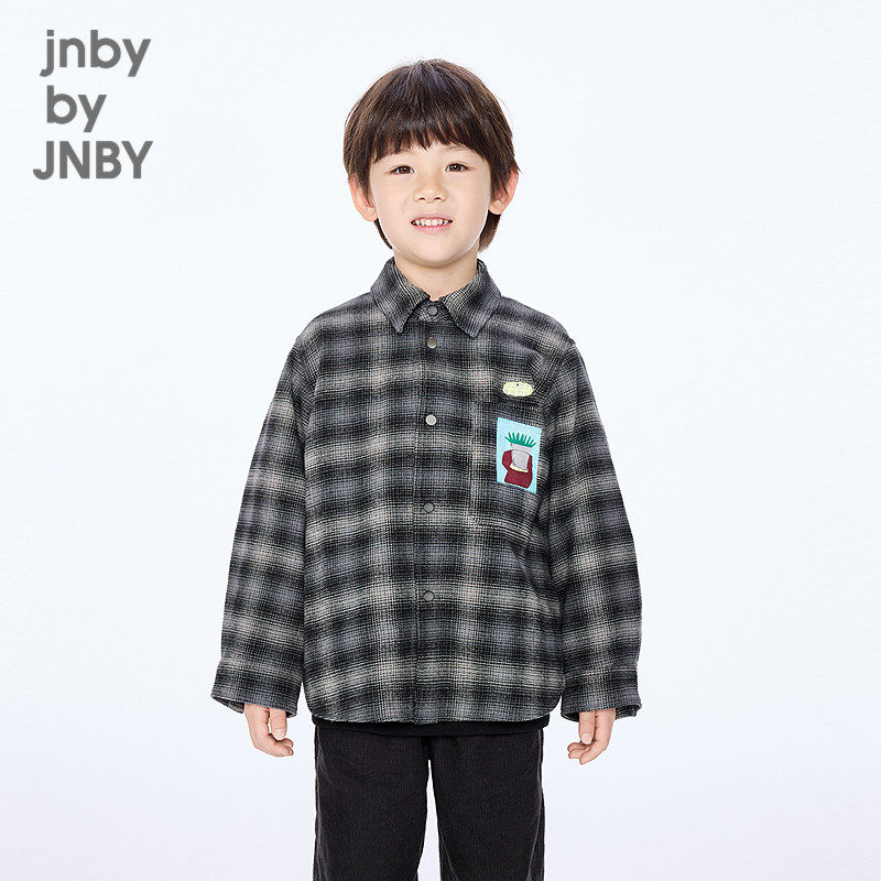 新款江南布衣童装长袖衬衫H型衬衫领舒适25冬男童jnbybyjn