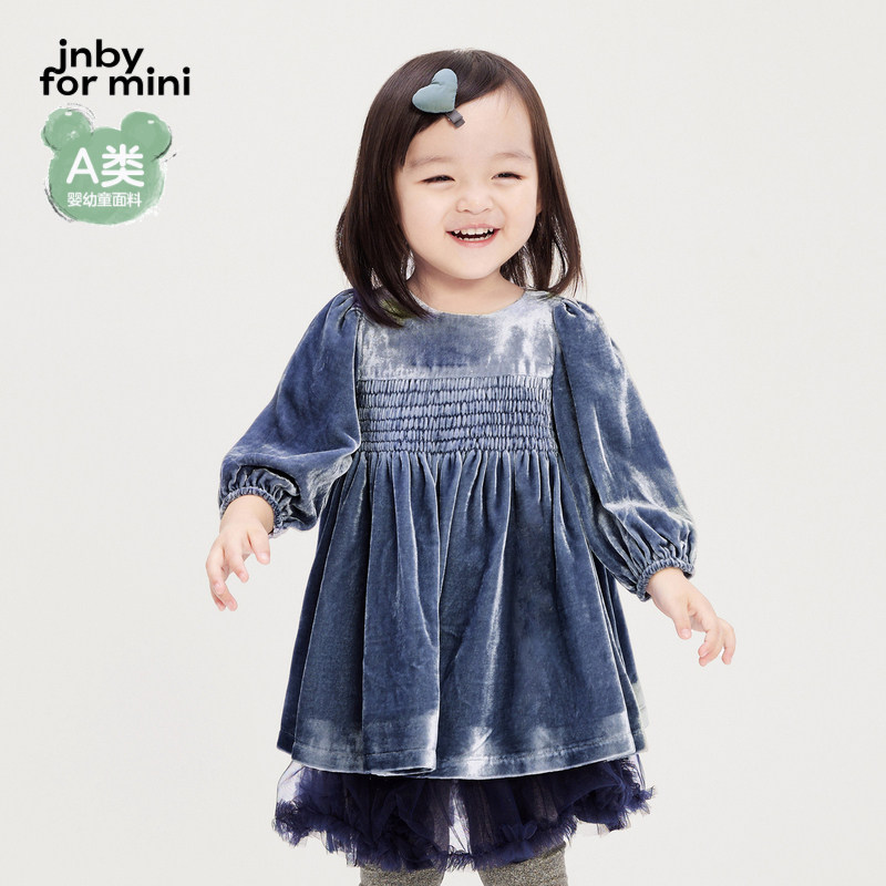 江南布衣婴童短袖连衣裙丝绒A字裙公主风春女童婴儿jnbybyjn