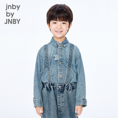 新款江南布衣童装长袖牛仔衬衫H型休闲舒适25秋男女童jnbybyjnby