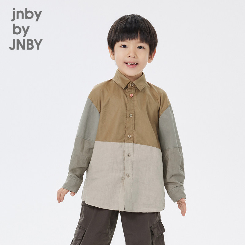 江南布衣童装春长袖衬衫翻领拼色柔软舒适男女童儿童jnbybyjn