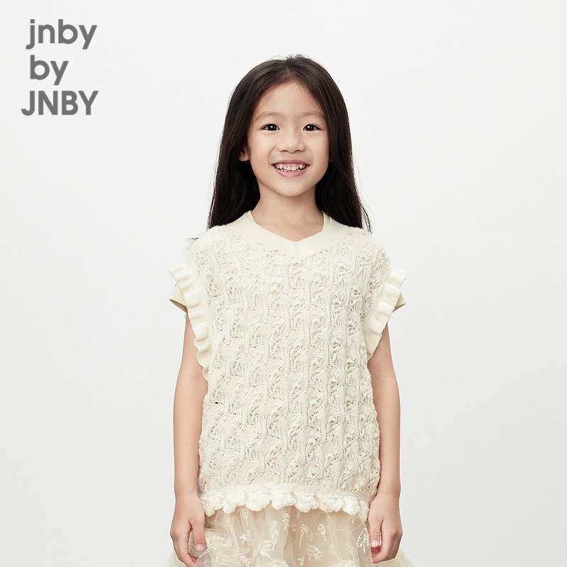 江南布衣童装无袖毛衣背心V领立体钩花休闲春女童儿童jnbybyj