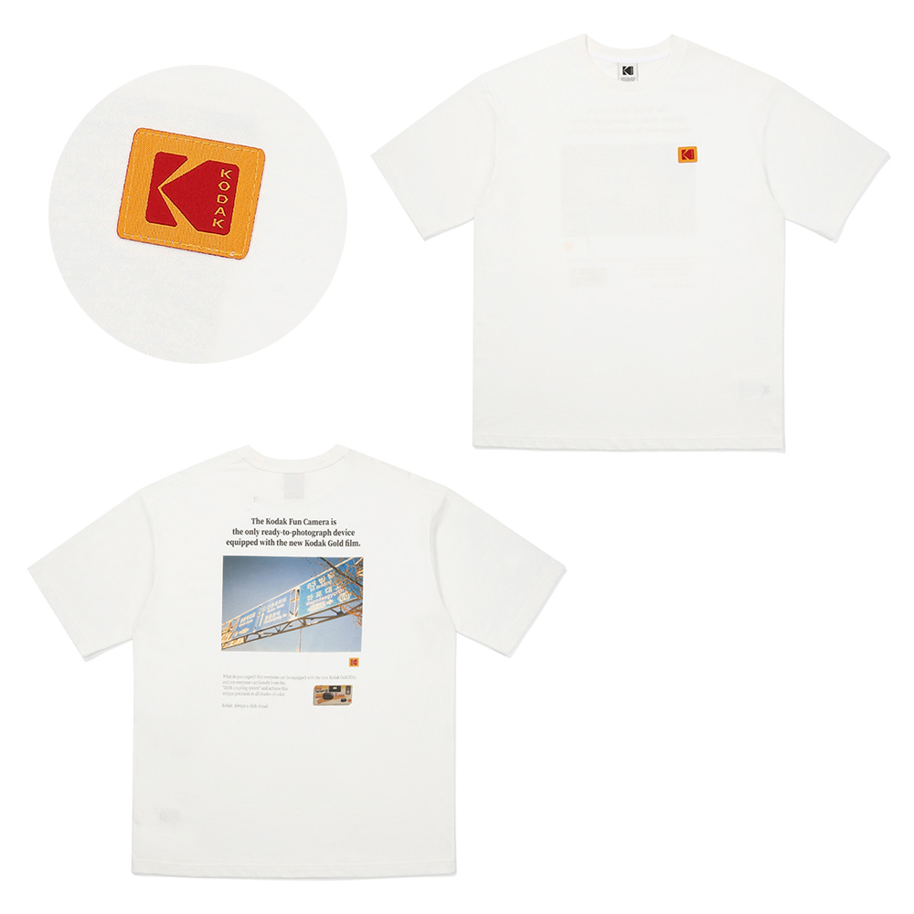 Kodak柯达25SS夏季刺绣百搭T恤纯棉圆领短袖上衣户外透气服装