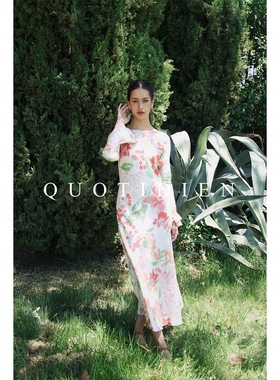 QUOTIDIEN｜Floraison｜南法真丝连衣裙设计师獨家印花度假风长裙