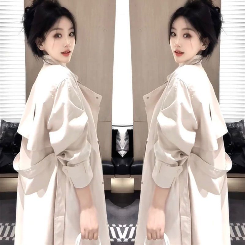 2025春季网红新款时尚长款风衣外套女韩版减龄立领双排扣显瘦大衣