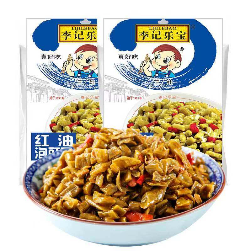 李记乐宝红油泡豇豆100克袋装酸豆角下饭菜四川酱腌菜即食开味