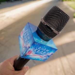 定制话筒标亚克力麦牌全彩话筒台标麦克风logo牌uv印画面会展麦标