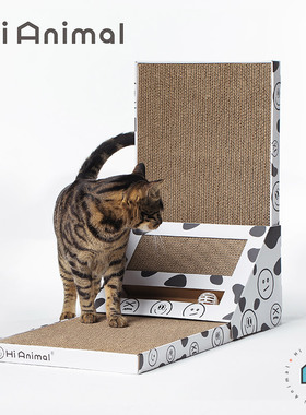hianimal瓦楞纸磨爪神器耐磨猫玩具不掉屑猫咪用品大号立式猫抓板