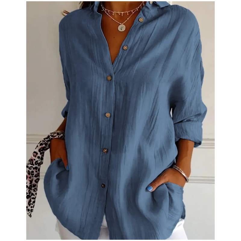 S-5XL fashion women blouse casual ladies tops可挽袖衬衫上衣