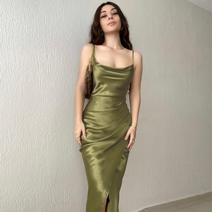 辣妹风性感低胸开叉吊带露背连衣裙Sexy suspender evening dress