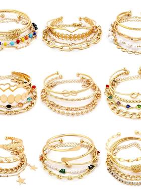 金属简约百搭手錬女Twist metal simple diamond bracelets women