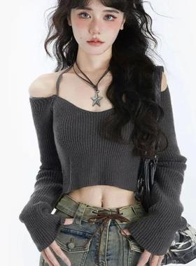 千禧年女性韩国覆古Acubi修身短毛衣美学