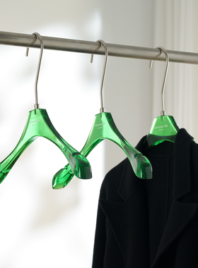 高端绿色透明亚克力女衣架家用挂衣服装店专用无痕展示架定制logo