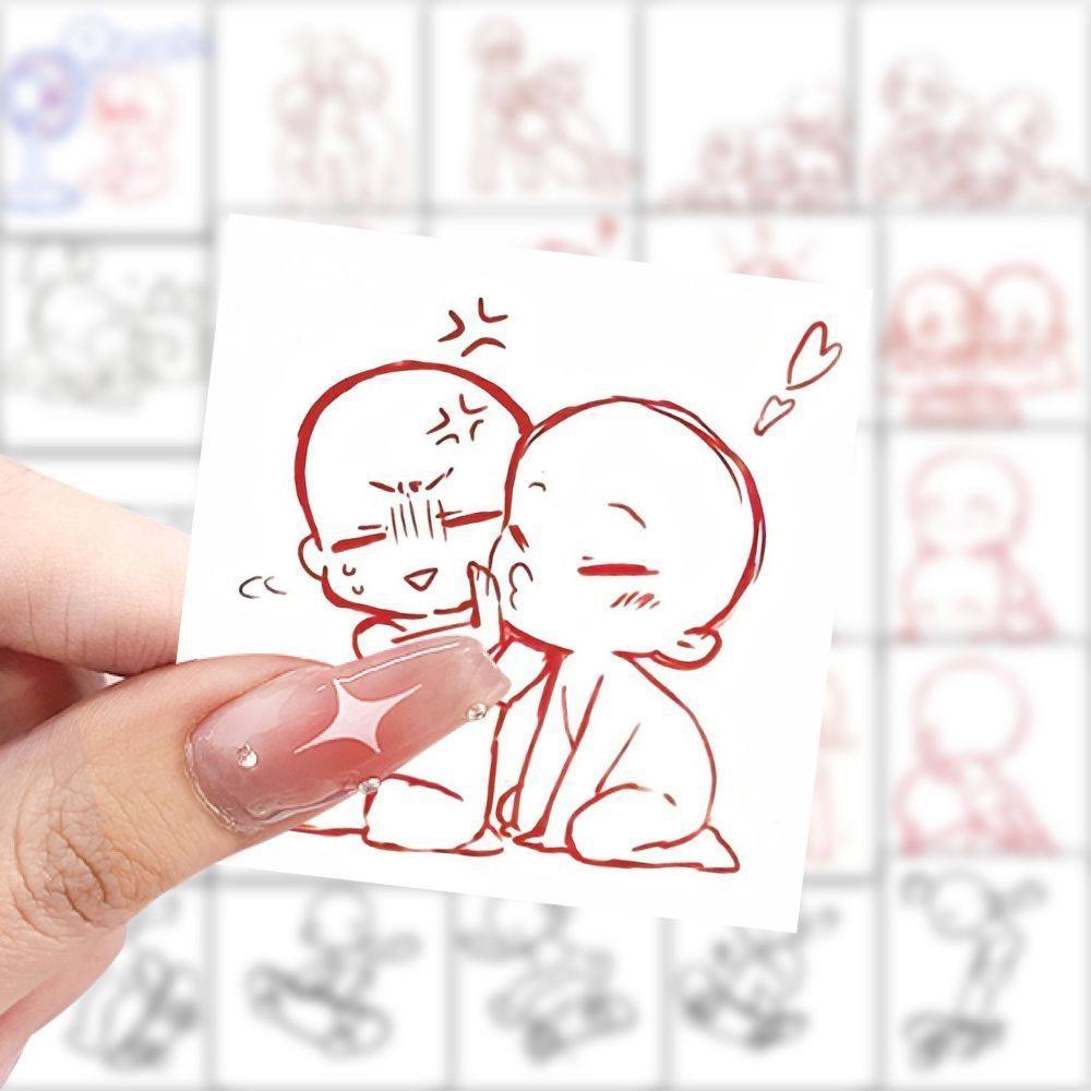 118张QQ人模板简笔画防水贴纸美术学生练习手机创意装饰手账贴画