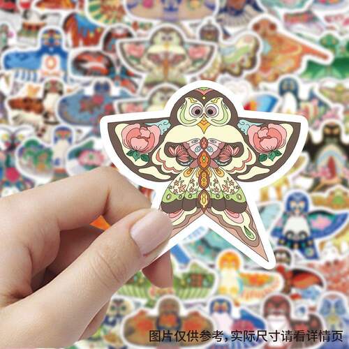 120代纸鸢贴纸卡通可爱diy装饰手账素材行李箱小图案防水标签贴画