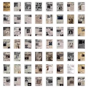 63张哈利日报贴纸预言家ins风创意装饰手账行李箱桌面防水diy贴画