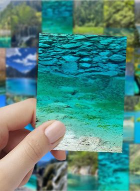 63张九寨沟风景图ins风景贴纸大自然治愈唯美手账行李箱装饰贴画