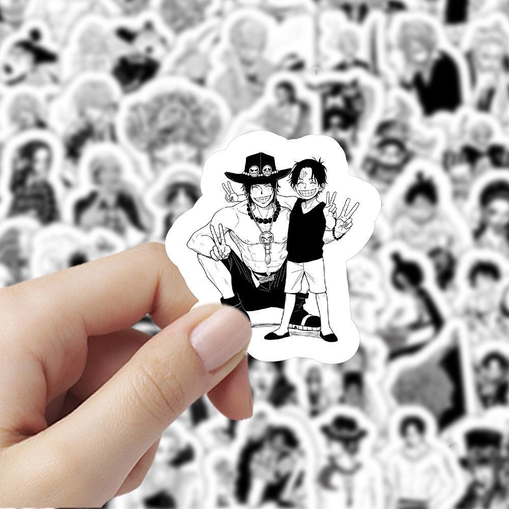 300张黑白海贼王卡通贴纸二次元动漫桌面装饰贴画手机手账diy贴纸