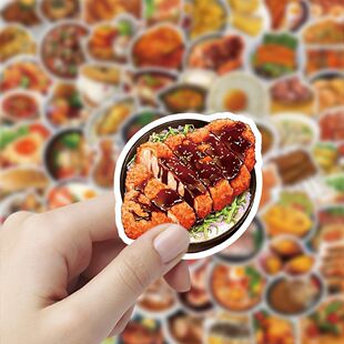 120张写实美食创意桌面贴纸装 饰桌面笔记本手账防水手机小贴画diy