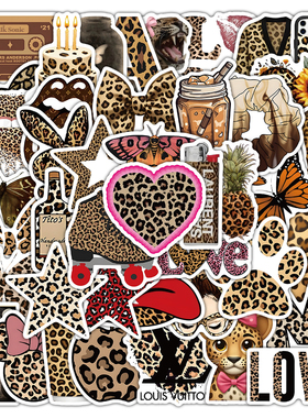 54张豹纹美学贴纸ins高颜值个性装饰手机壳笔记本ipad防水贴画diy