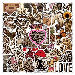 54张豹纹美学贴纸ins高颜值个性 饰手机壳笔记本ipad防水贴画diy 装