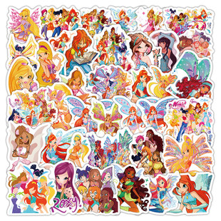 120张魔法俏佳人贴纸蕾儿公主蝴蝶仙子卡通动画周边diy装饰标签贴