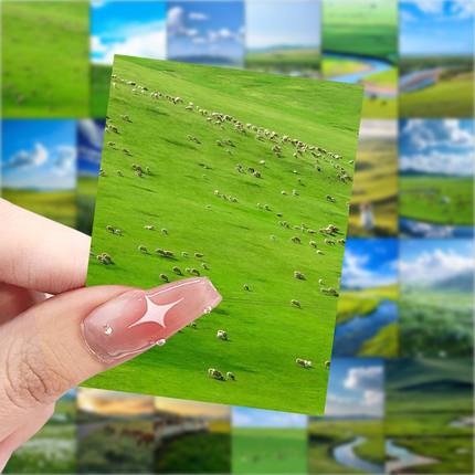 63张大草原贴纸自然风景装饰手机壳笔记本电脑行李箱防水贴画diy