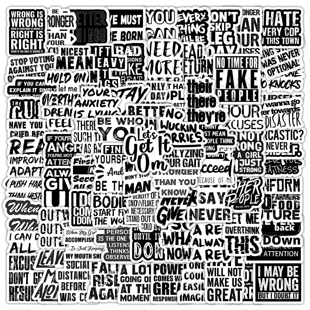 100张励志英文贴纸治愈系