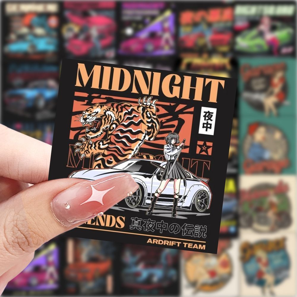 118张JDM汽车海报复古贴纸卡通帅气跑车赛车手笔记本手机装饰贴画