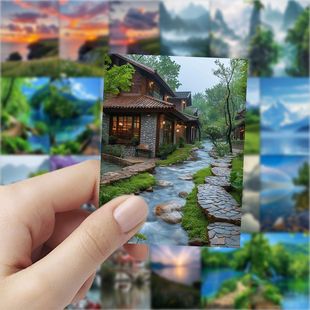 网红旅游古风高级感装 126张治愈风景贴纸ins高颜值爆款 饰防水贴画