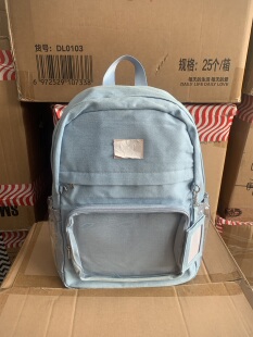 出口美国灯芯绒双肩包女大学生休闲书包牛仔痛包周深周可可娃包