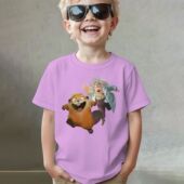 河狸变身计划新款 宽松中大童卡通T恤柔软衣服 圆领儿童短袖