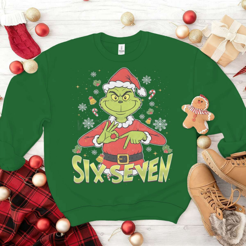 圣诞格林奇印花圆领卫衣