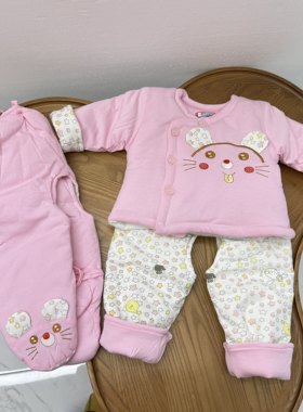 婴格朗迪S8208大耳鼠开档棉衣三件套开裆裤冬款婴儿新生儿