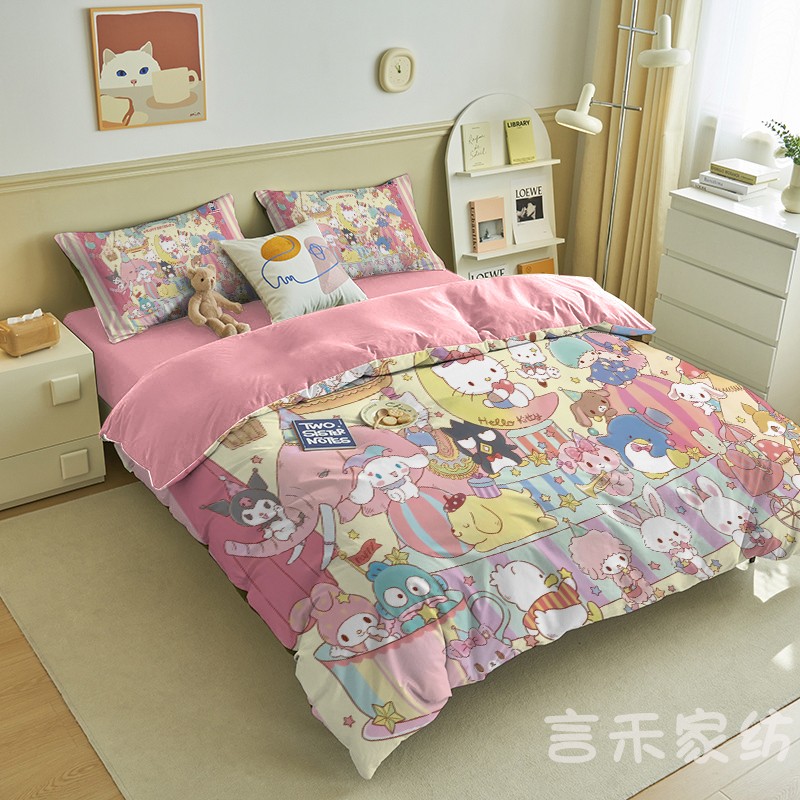 四件套纯棉不掉色不起球印花清晰