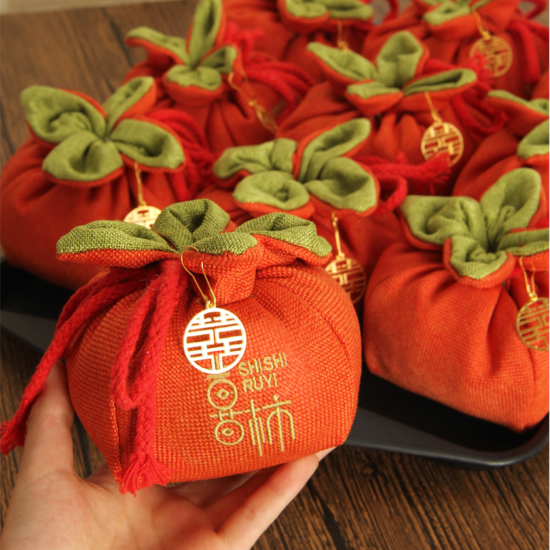 牵礼马小清新喜柿亚麻喜糖盒新款