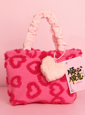 结婚伴手礼手拎包袋生日实用礼物送闺蜜女伴娘小众通勤红色提布包