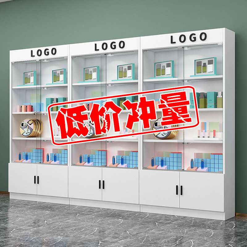 玻璃展示柜产品展示柜商用玻璃门美容院展柜首饰珠宝收纳柜货柜子