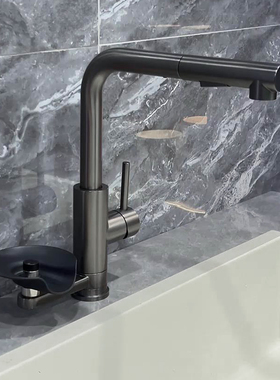 WINMV 不锈钢冷热厨房洗菜盆水槽水龙头旋转抽拉式洗杯神器枪灰色