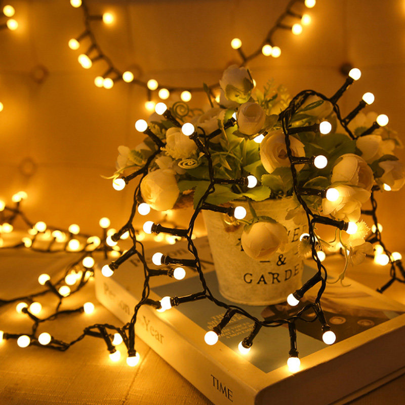 太阳能圆球灯串圣诞装饰春节彩灯