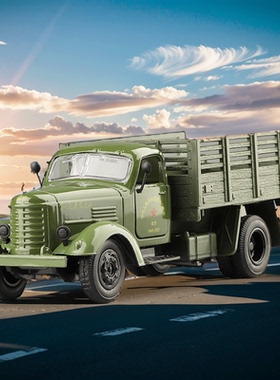 仿真一汽解放CA10开门声光回力合金军事运输卡车模型儿童玩具礼品