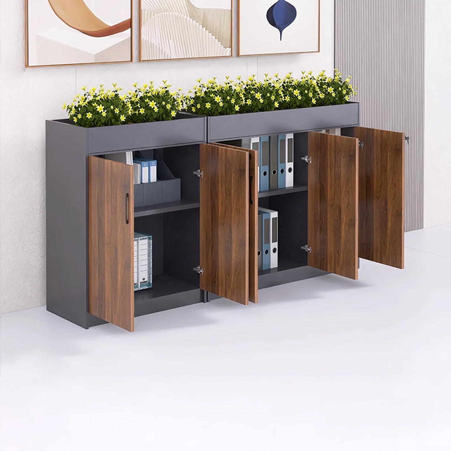 办公室花槽柜隔断柜矮柜木质文件柜带锁桌边柜绿植柜子员工储物柜,商业/办公家具,花槽柜,淘宝优惠券,粉丝福利购,淘宝优惠卷