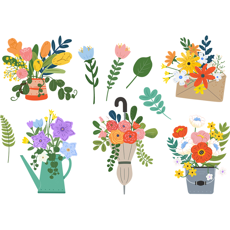 盆栽绿植装饰静电玻璃贴纸ins网红打卡花店布置可爱贴画花店门贴